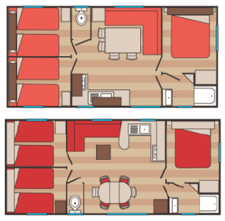 Komfort-Mobilheim Galaxie:Klimaanlage und Urlaub unter Pinien!